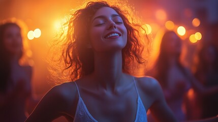 Harmonious Motion: Women Dancing Amidst Gentle Ambient Light