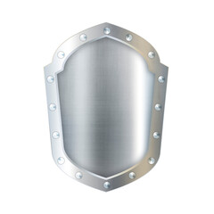 Shield with chrome riveted border.