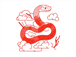 Obraz premium Snake illustration suitable for New Year's card in 2025, blue snake, Chinese zodiac, 12 zodiac, Year of the snake, New Year's card, Season's card, blue snake, Korea, Japan