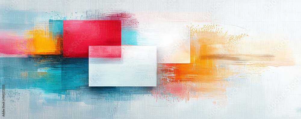 Poster abstract colorful modern art with bright blocks and dynamic brush strokes