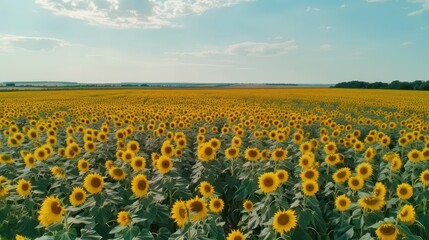 Fototapeta premium Sunflower Fields. Harmonious fusion of agriculture and nature
