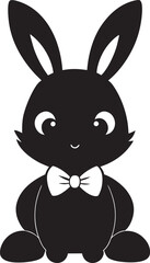 PrintIsolated bunny ears and bow tie black vector silhouette. Cute rabbit ears icon. Transparent background