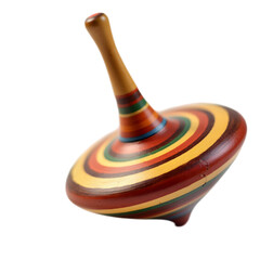 Colorful Wooden Spinning Top, Isolated on Black Background