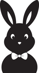 PrintIsolated bunny ears and bow tie black vector silhouette. Cute rabbit ears icon. Transparent background