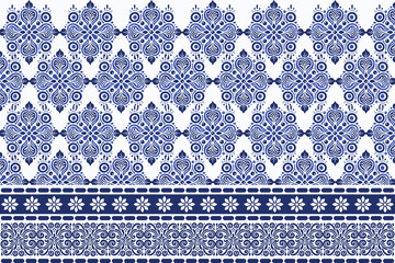 blue floral seamless pattern with antique arabesque borders for bohemian textile prints vintage wallpaper designs elegant summer fashion and decorative carpet patterns