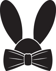 PrintIsolated bunny ears and bow tie black vector silhouette. Cute rabbit ears icon. Transparent background