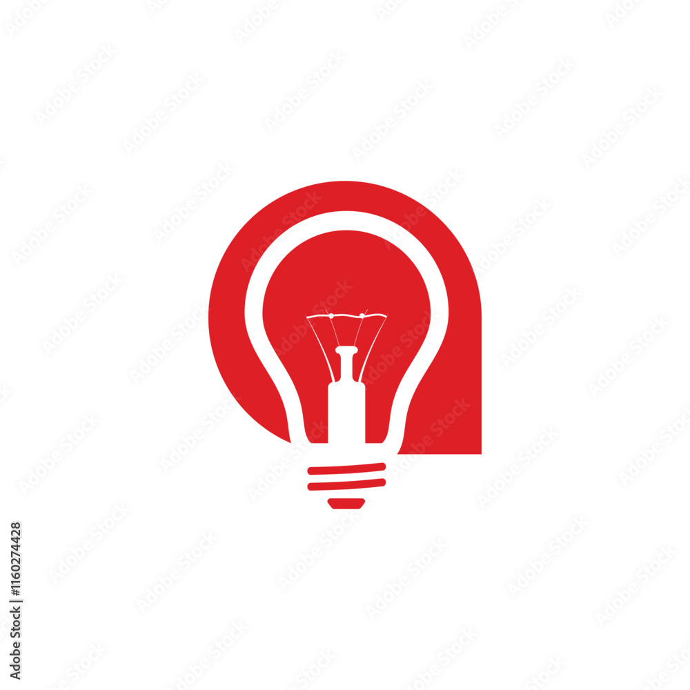 Poster the image shows a logo design of an initial letter a in red color with a white lightbulb icon on it 