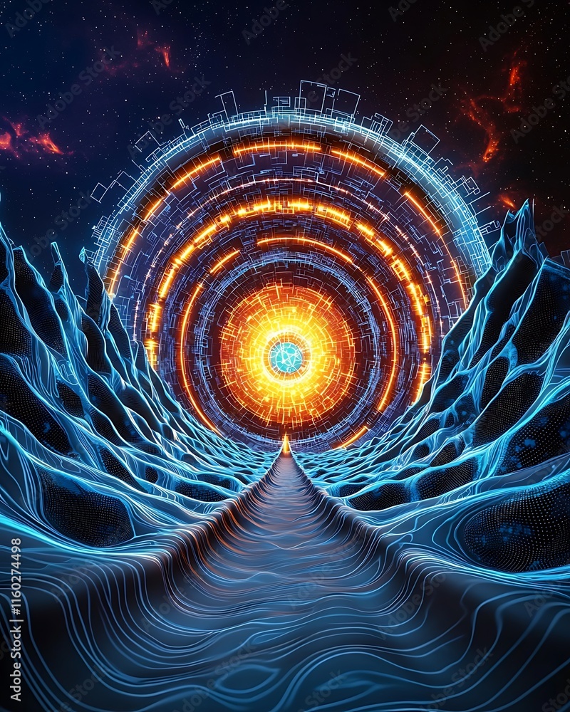 Poster energy monitoring double exposure, digital aurora: mesmerizing double exposure design capturing neon