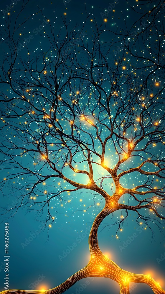 Poster energy monitoring double exposure, stunning double exposure design featuring a shimmering tree with 