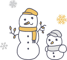 かわいい雪だるま単色
