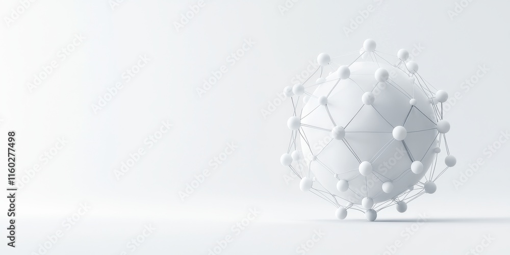 Aufkleber a minimalist 3d representation of a spherical structure, featuring interconnected nodes and a clean,