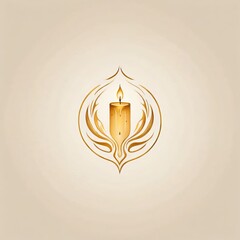 Elegant candle logo design featuring intricate patterns and warm colors in a minimalistic style