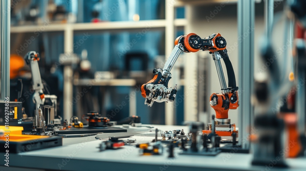 Aufkleber An elegantly set up home robotics laboratory, Robots and engineering tools for DIY projects, Robotics enthusiast style