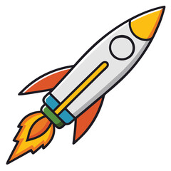 Rocket flat style vector isolated illustration white background