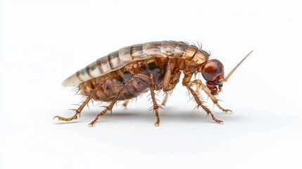 Close-Up of a Brown Cockroach on a White Background
