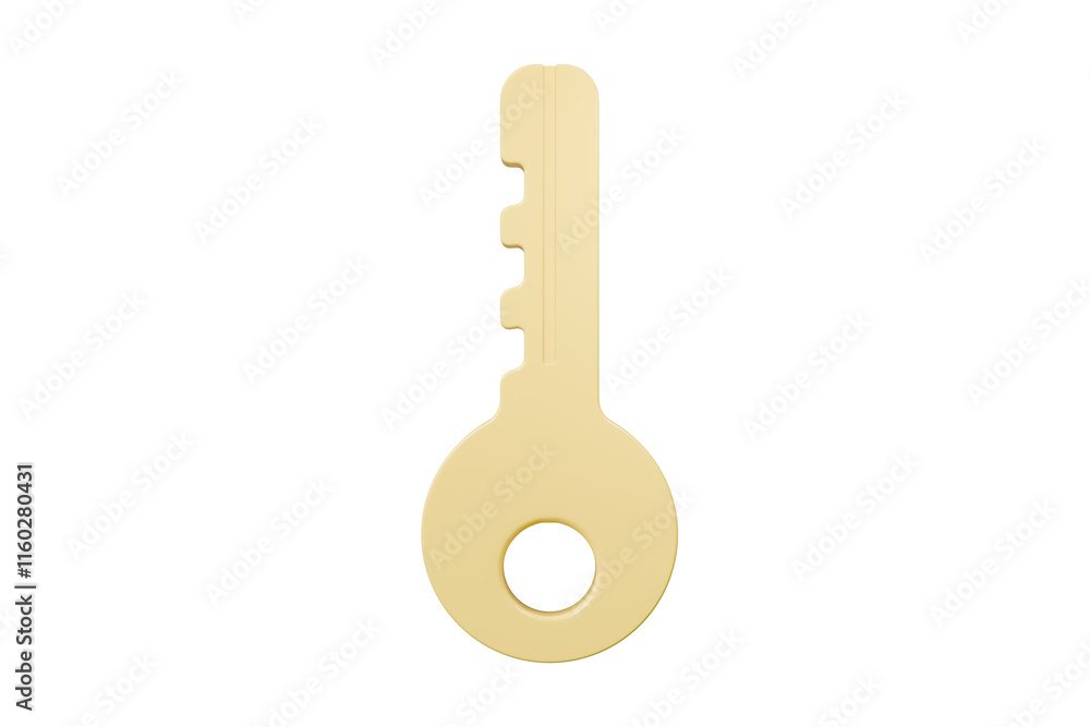 Aufkleber 3d key with a simple round design. lock security and safety concept. minimal cartoon shiny orange ca