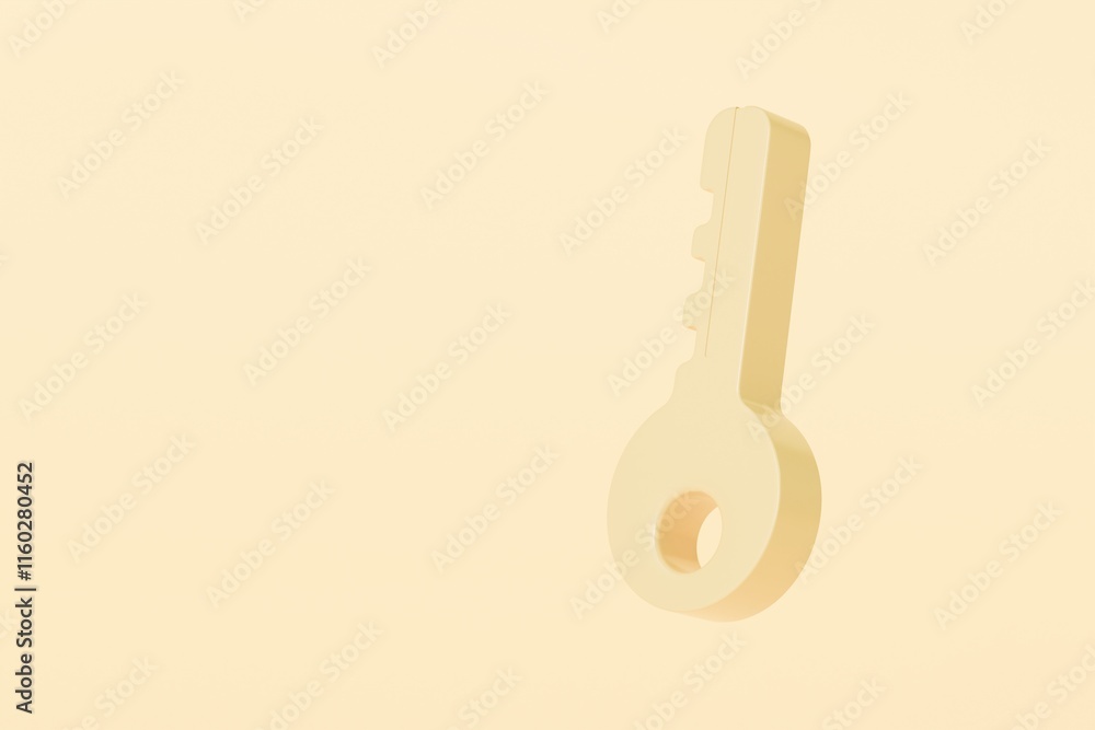 Aufkleber 3d key with a simple round design. lock security and safety concept. minimal cartoon shiny orange ca