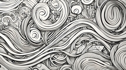 Obraz premium Hand-Drawn Abstract Doodle with Overlapping Tangled Lines on White