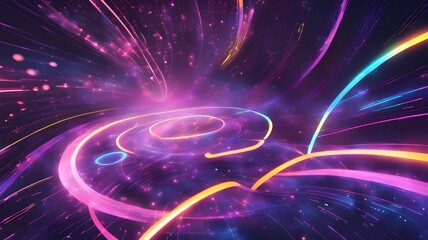Obraz premium High-Tech Futuristic Galaxy with Neon Particles Drifting Through Digital Space