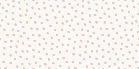 Abstract organic polka dot seamless texture. Minimal irregular tossed tiny dots pattern. Cute childish modern simple doodle print. Neutral beige seamless pattern. Baby bohemian esthetic surface design