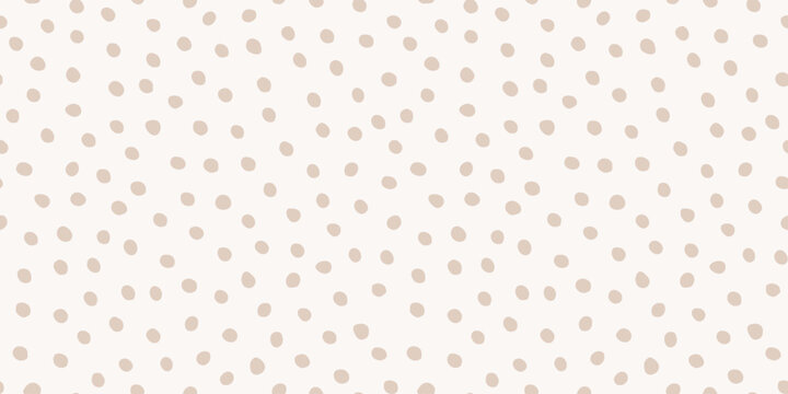 Fototapeta Abstract organic polka dot seamless texture. Minimal irregular tossed tiny dots pattern. Cute childish modern simple doodle print. Neutral beige seamless pattern. Baby bohemian esthetic surface design