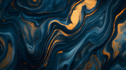 Obraz premium Abstract blue and gold marble background with fluid shapes, created using alcohol ink.