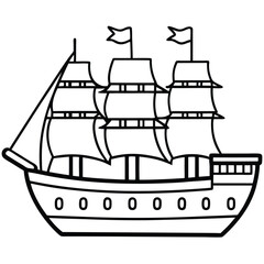 Ship flat style vector isolated illustration white background