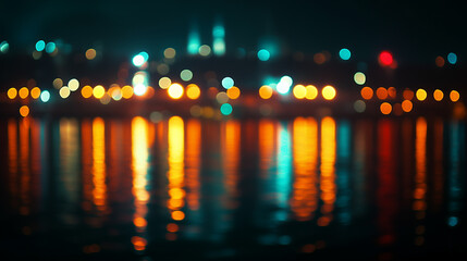 Night city lights on water. Blurred, background, bridge, lights city, night, beautiful,. Beautiful bridge in the night in a city. Beautiful bridge in the night with lifestyle blurred background city.
