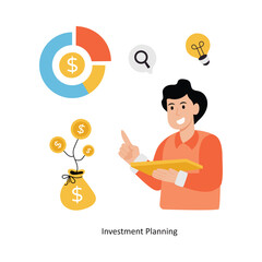 Investment Planning concept vector illustration. Marketing & Strategy isolated On white Background.                           