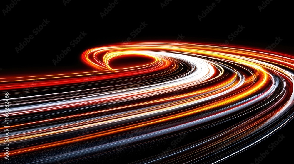 Aufkleber dynamic light trails creating curves urban environment digital art nighttime abstract conceptualizat