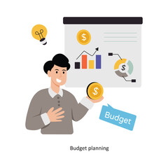 Budget planning concept vector illustration. Marketing & Strategy isolated On white Background.                      