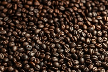 Fototapeta premium Close-up of Roasted Coffee Beans Background Texture
