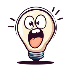 Cartoon Light Bulb Illustration, Isolated transparent background, Bright Idea Concept