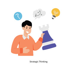 Strategic Thinking concept vector illustration. Marketing & Strategy isolated On white Background.                     