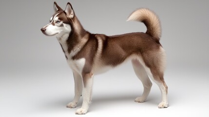 Playful siberian husky dog posing in studio digital photography indoor close-up pet portrait
