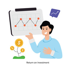 Return on Investment  concept vector illustration. Marketing & Strategy isolated On white Background.                     