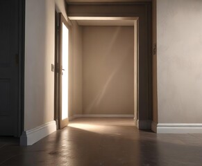 Narrow beam of light shining through a doorway, bright sunlight, natural light