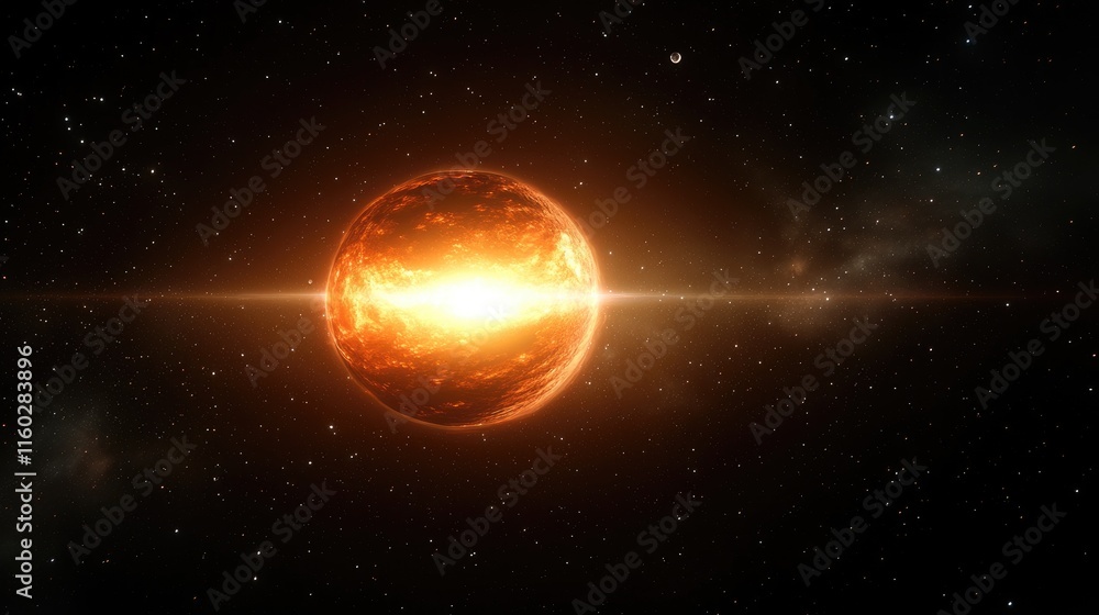 Aufkleber cosmic explosion of a fiery planet outer space digital art sci-fi environment wide-angle view celest