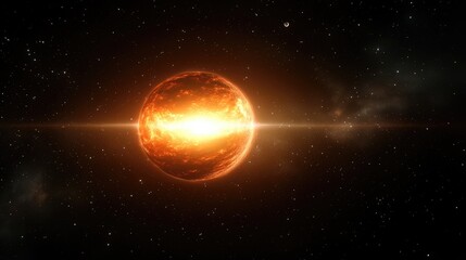 Cosmic explosion of a fiery planet outer space digital art sci-fi environment wide-angle view celestial phenomenon