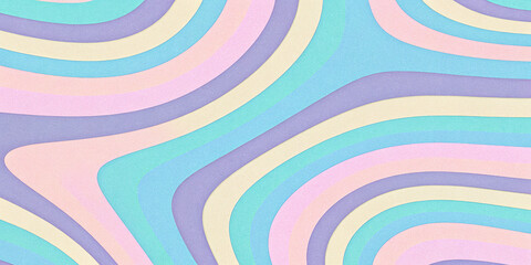 Retro vibrant color swirly, wayvy, curvy abstract background with grainy texture for a vintage or 70s-inspired nostalgic, playful, psychedelic vibe
