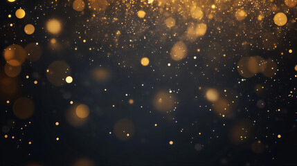Fototapeta premium Golden confetti bokeh light isolated black sbackground 