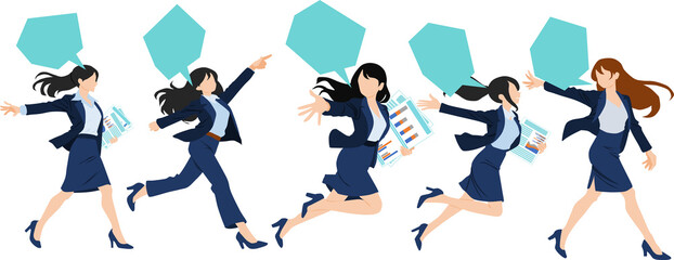 コメントをするビジネスウーマンのイラスト