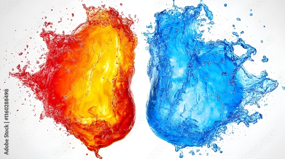Poster dynamic water splash action colorful liquids in motion abstract art creative design