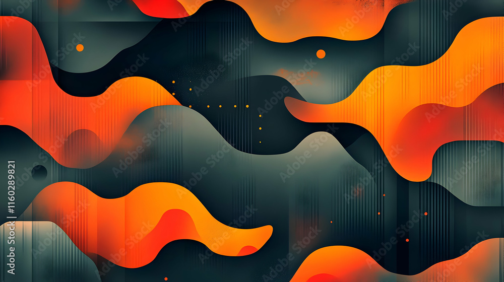 Poster abstract waves in warm colors create a dynamic, flowing visual effect.
