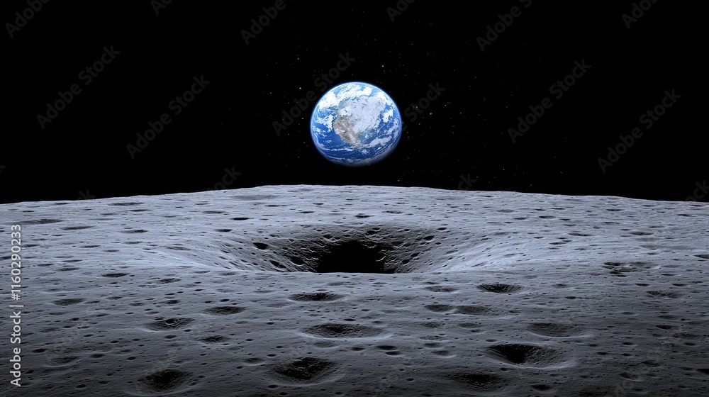 Aufkleber lunar exploration moon surface digital rendering outer space low angle cosmic perspective