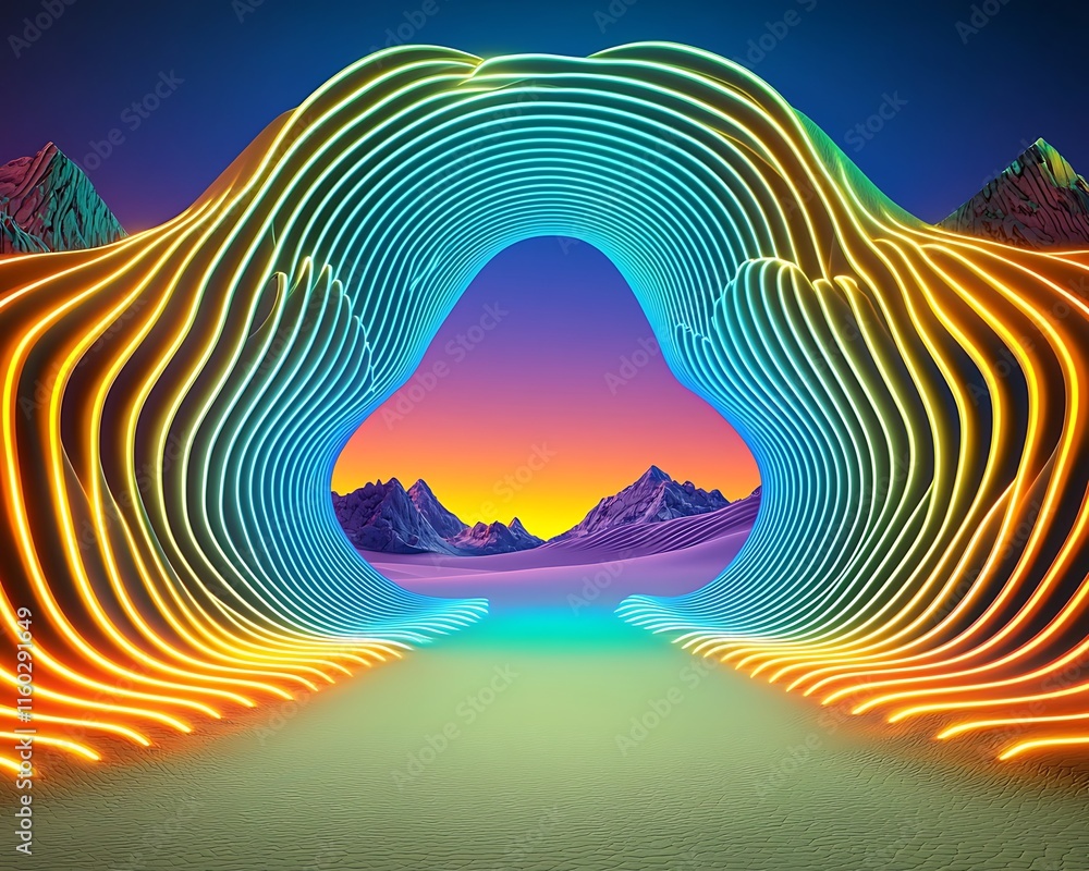 Poster energy monitoring double exposure, vibrant double exposure design featuring pulsating light matrix w