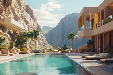 Fototapeta premium Modern Mountain Villa with Infinity Pool