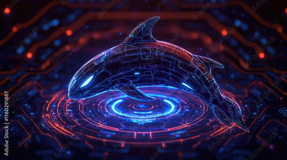 Aufkleber futuristic orca design showcase digital ocean 3d artwork virtual environment perspective technology 