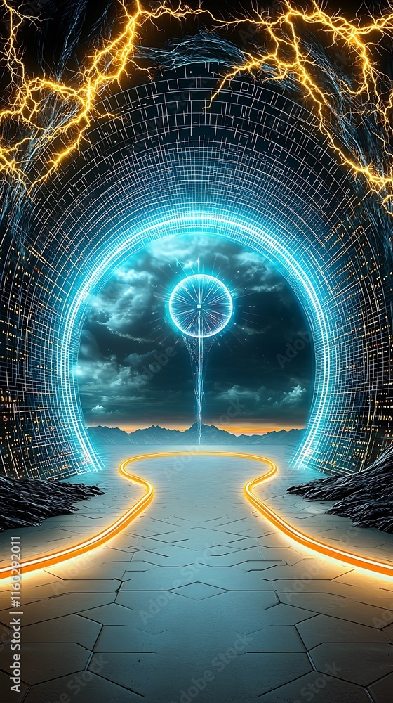 Poster energy monitoring double exposure, futuristic design of double exposure concept for remote energy mo