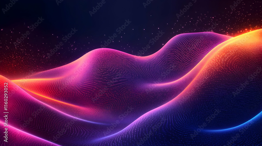 Poster abstract waves of vibrant colors creating a dynamic, fluid visual experience.
